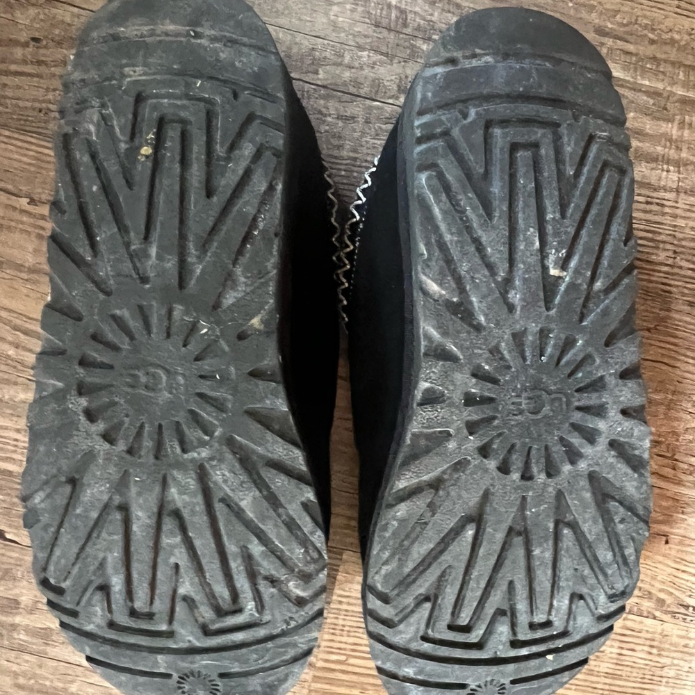 UGG Black Suede Slip-Ons with White Trim - Picture 2 of 3